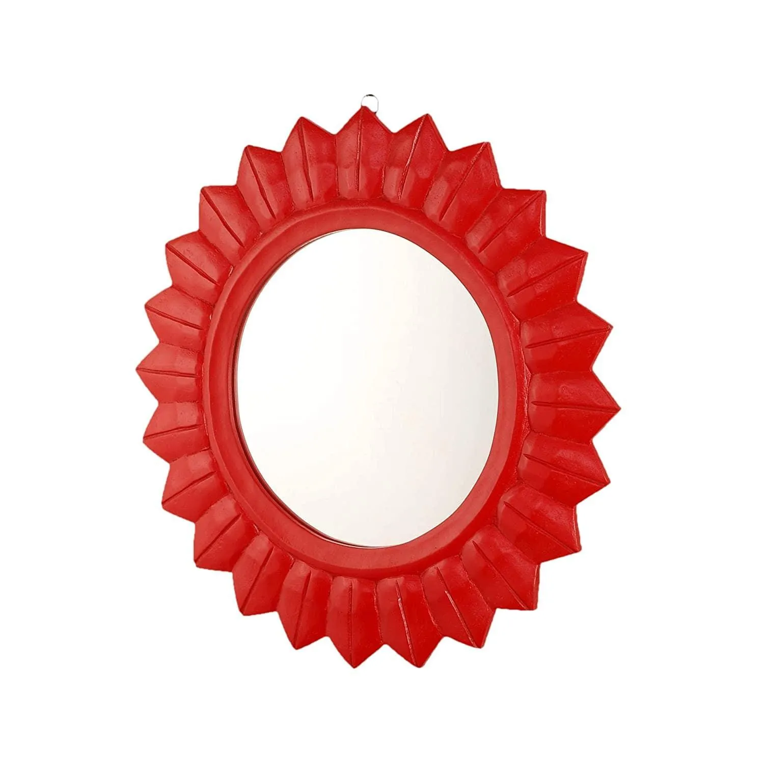 Handcrafted Wood Wall Mirror (50.8 cm x 50.8 cm x 2.5 cm, Red)