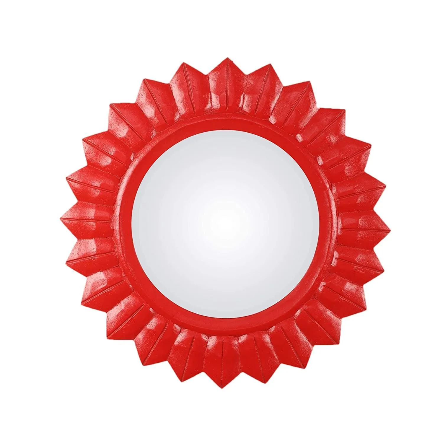 Handcrafted Wood Wall Mirror (50.8 cm x 50.8 cm x 2.5 cm, Red)