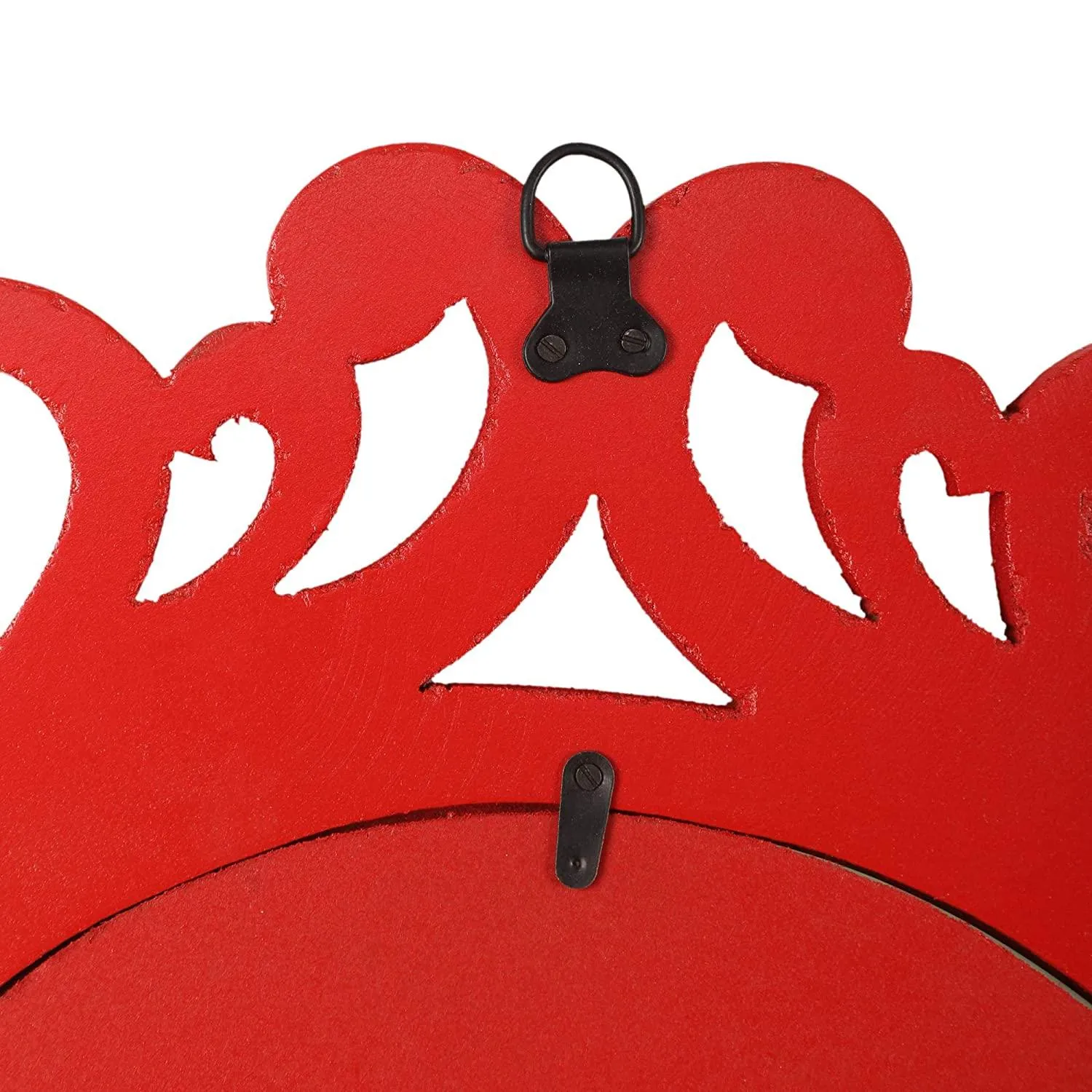 Handcrafted Wood Wall Mirror (50.8 cm x 50.8 cm x 2.5 cm, Red)