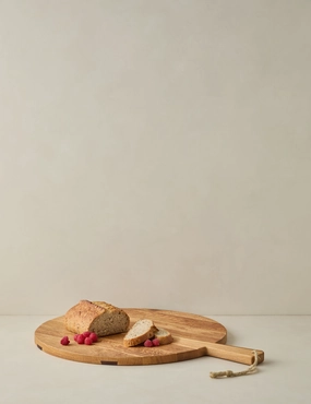 Handcrafted Round Oak Serving Board by etHOME 