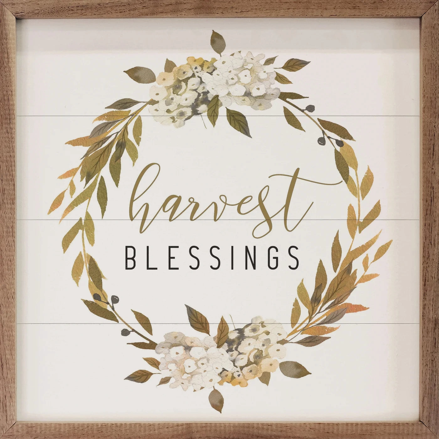 Harvest Blessings Wreath Wood Framed Print 