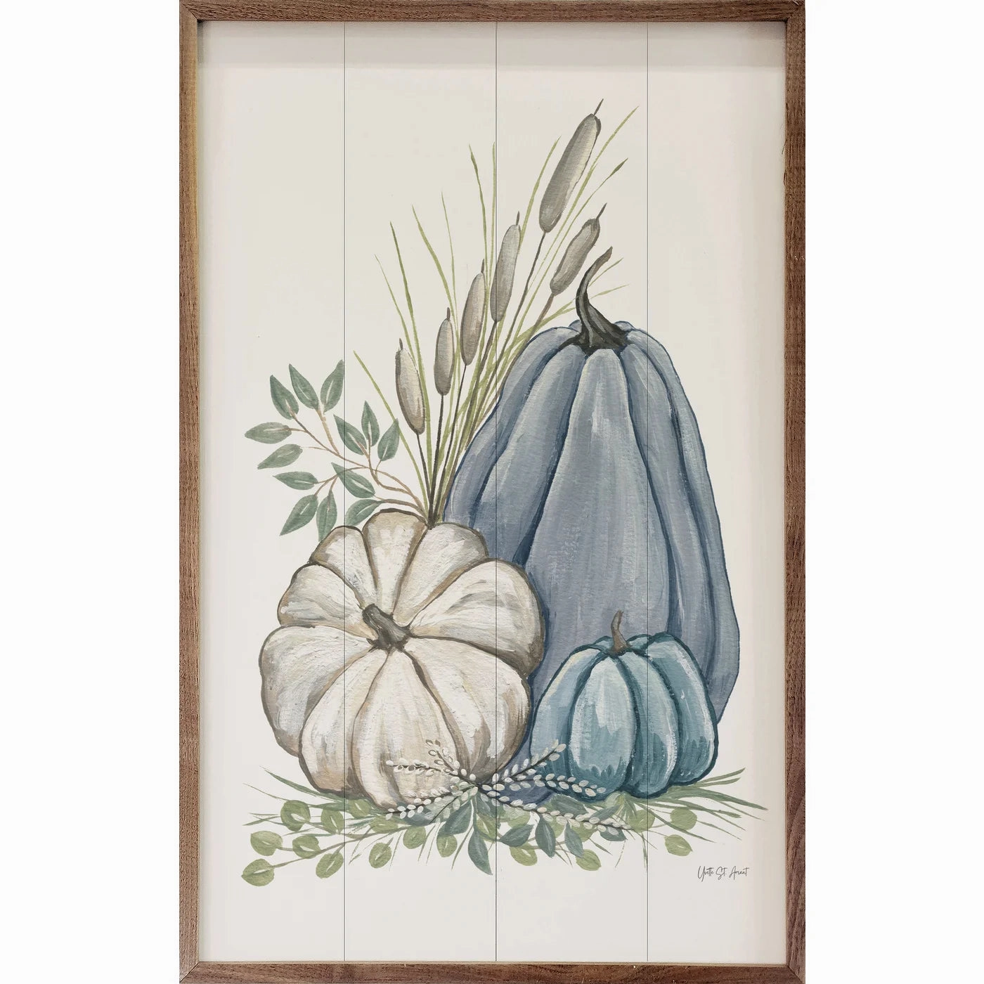 Harvest Cattails Wood Framed Print 