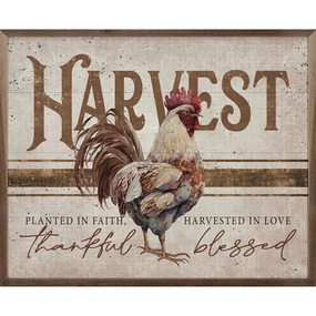 Harvest Rooster Whitewash Wood Framed Print 