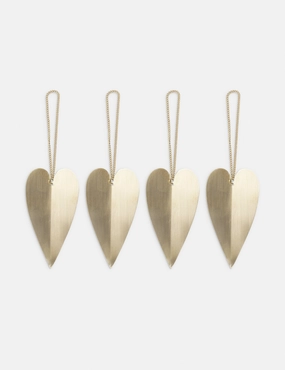 Heart Brass Ornaments (Set of 4) by Ferm Living 
