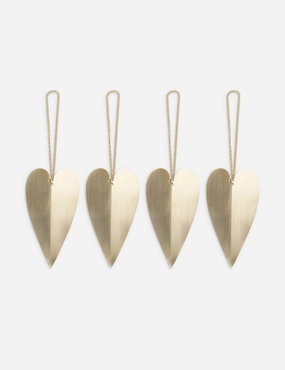 Heart Brass Ornaments (Set of 4) by Ferm Living 
