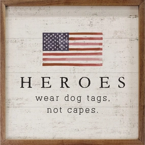Heroes Flag Whitewash Wood Framed Print 