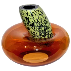 Hilton McConnico by Formia 1990s Italian Orange Murano Art Glass Vase 