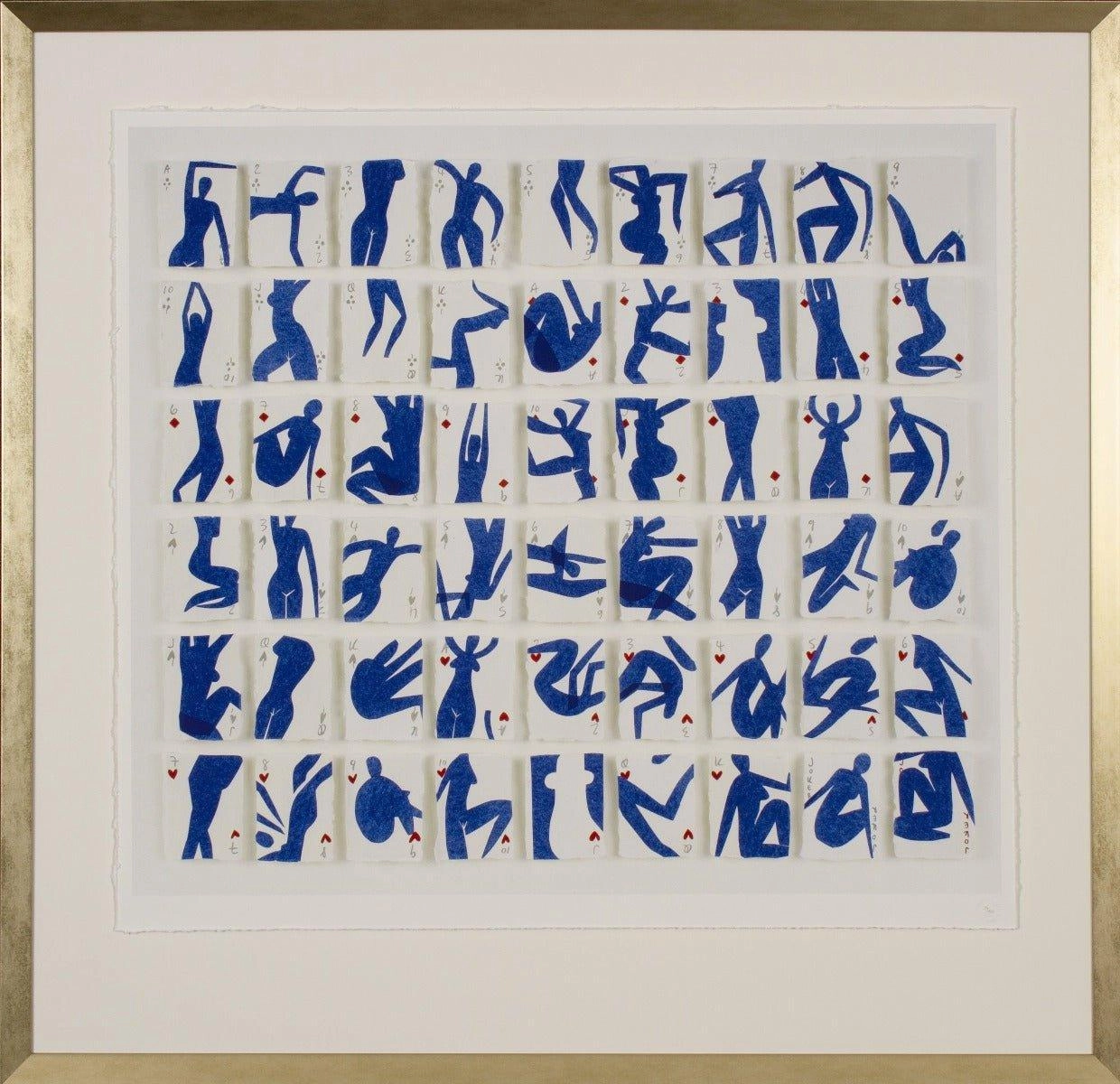 Holly Frean's Pack of Blue Dancers Giclee Wall Art in Gold Frame 