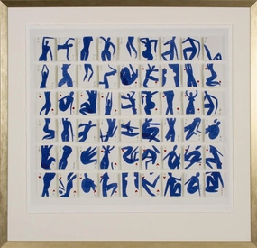 Holly Frean's Pack of Blue Dancers Giclee Wall Art in Gold Frame 