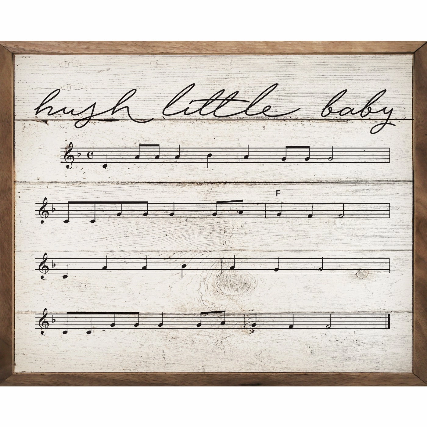 Hush Little Baby Sheet Music Wood Framed Print 