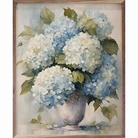 Hydrangeas In White Vase Wood Framed Print 