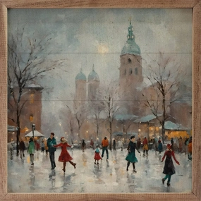 Ice Skating Fun Wood Framed Print 