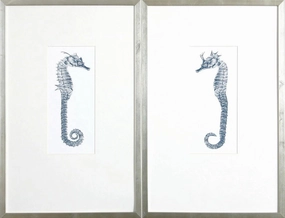 Indigo Blue Seahorse Wall Art 