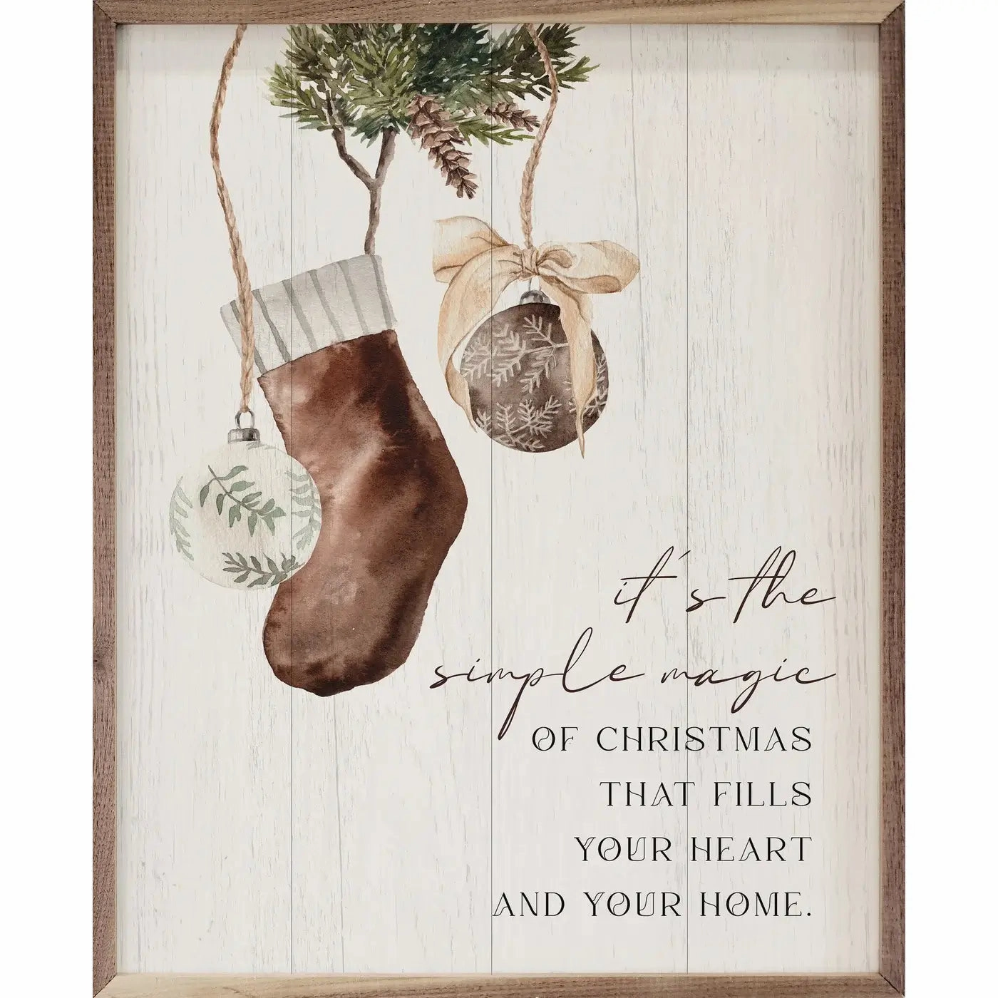 It's The Simple Magic Stocking Ornament Wood Framed Print 