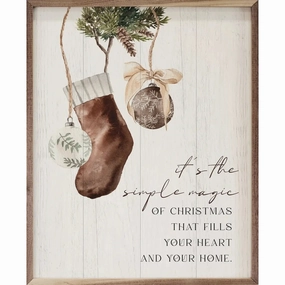 It's The Simple Magic Stocking Ornament Wood Framed Print 