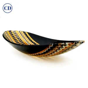 Italian Art Deco Design Black White and Gold Murano Glass Modern Centerpiece 
