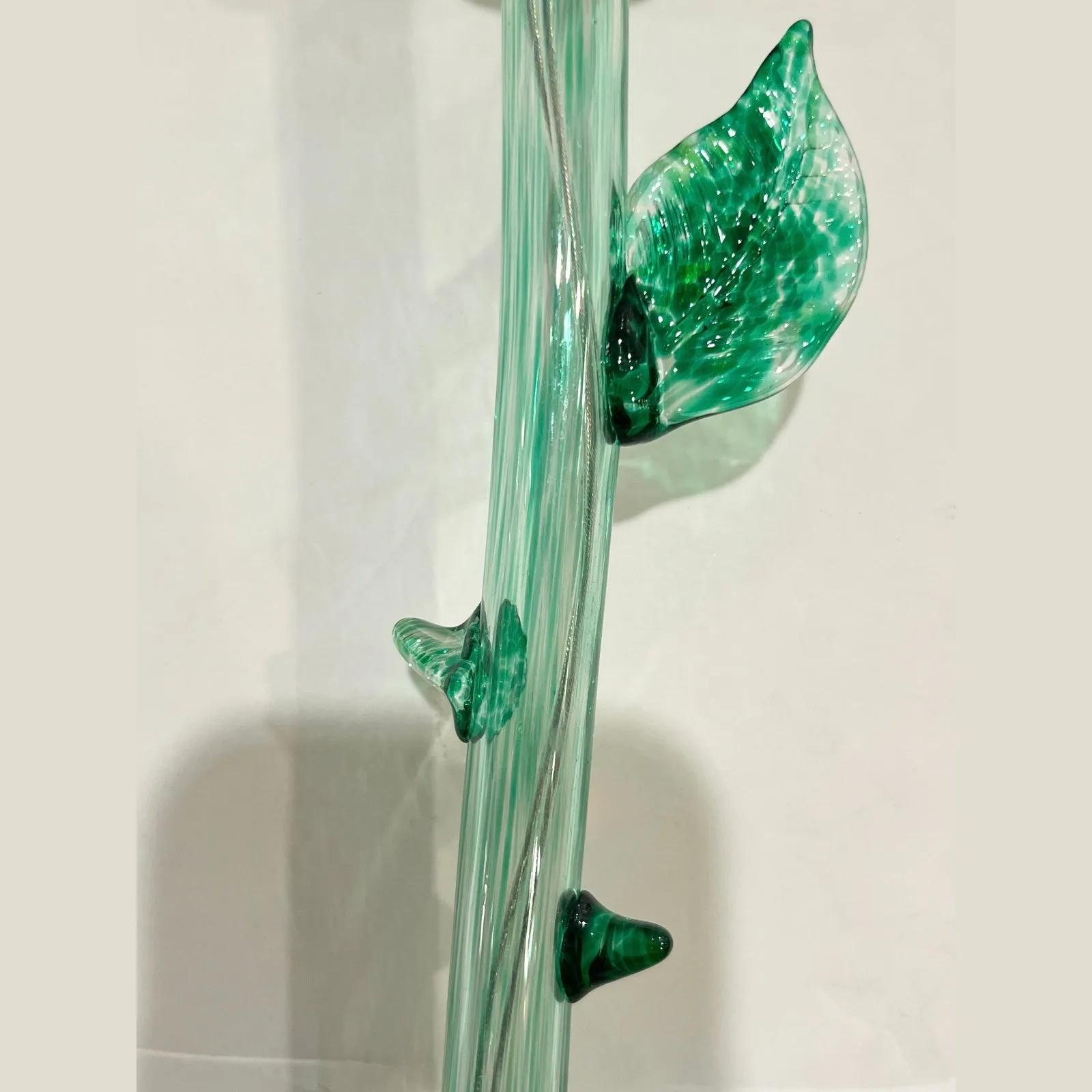 Italian Design Organic Modern Yellow Art Glass Lit Flower White Vase/Table Lamp