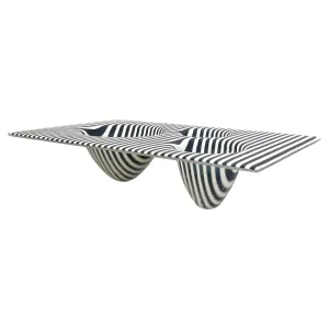 Italian Modern Art Black White Stripe Murano Glass Organic Vase Centerpiece 