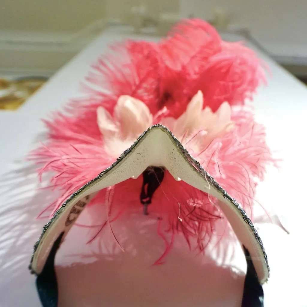 Italian Modern Venetian Handmade Pink and Silver Carnival Mask with Feathers