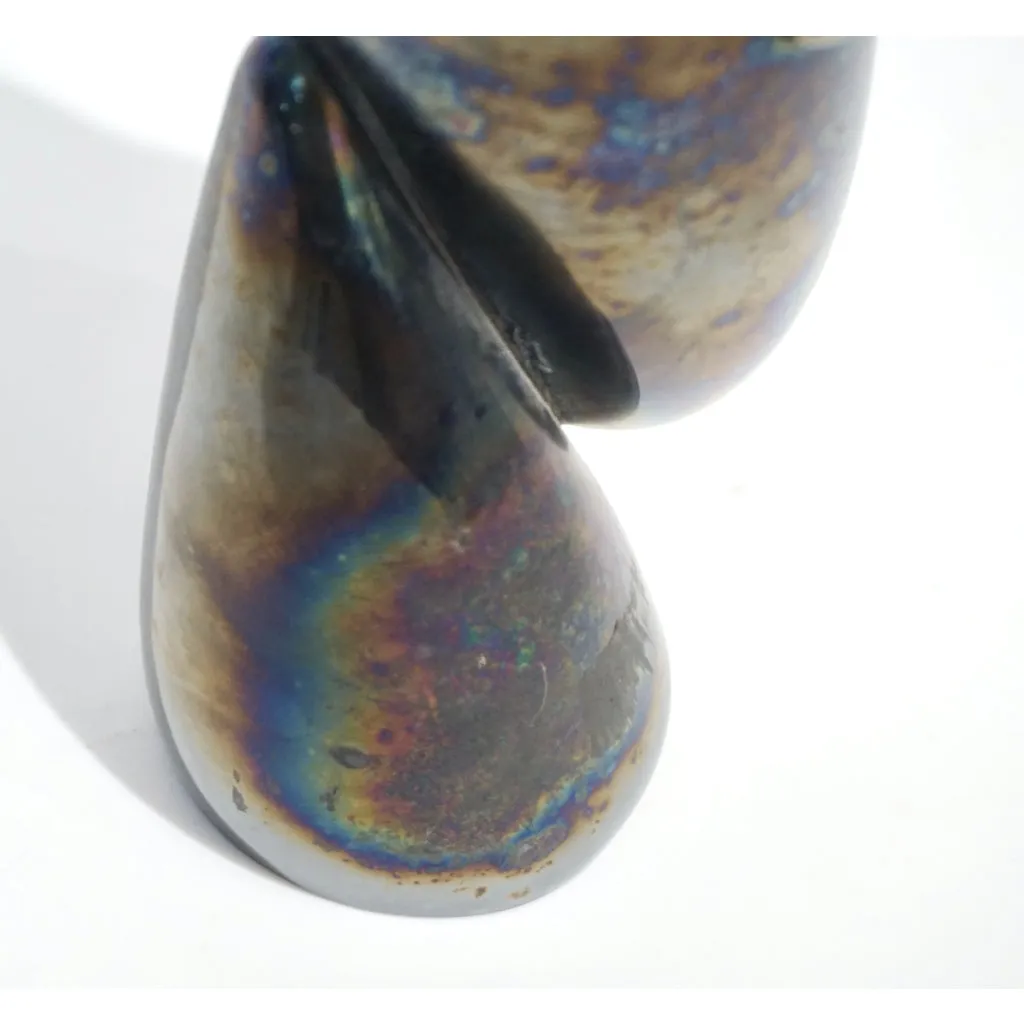 Italian Modernist Black Iridescent Murano Glass Sculpture in the Shape of a Head