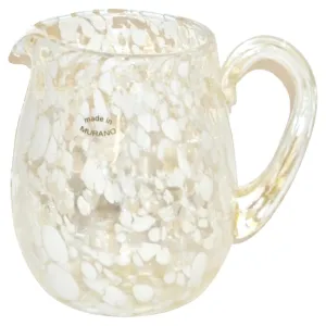 Italian Mottled Murano Glass Modern Pitcher Jug with White Murrine 