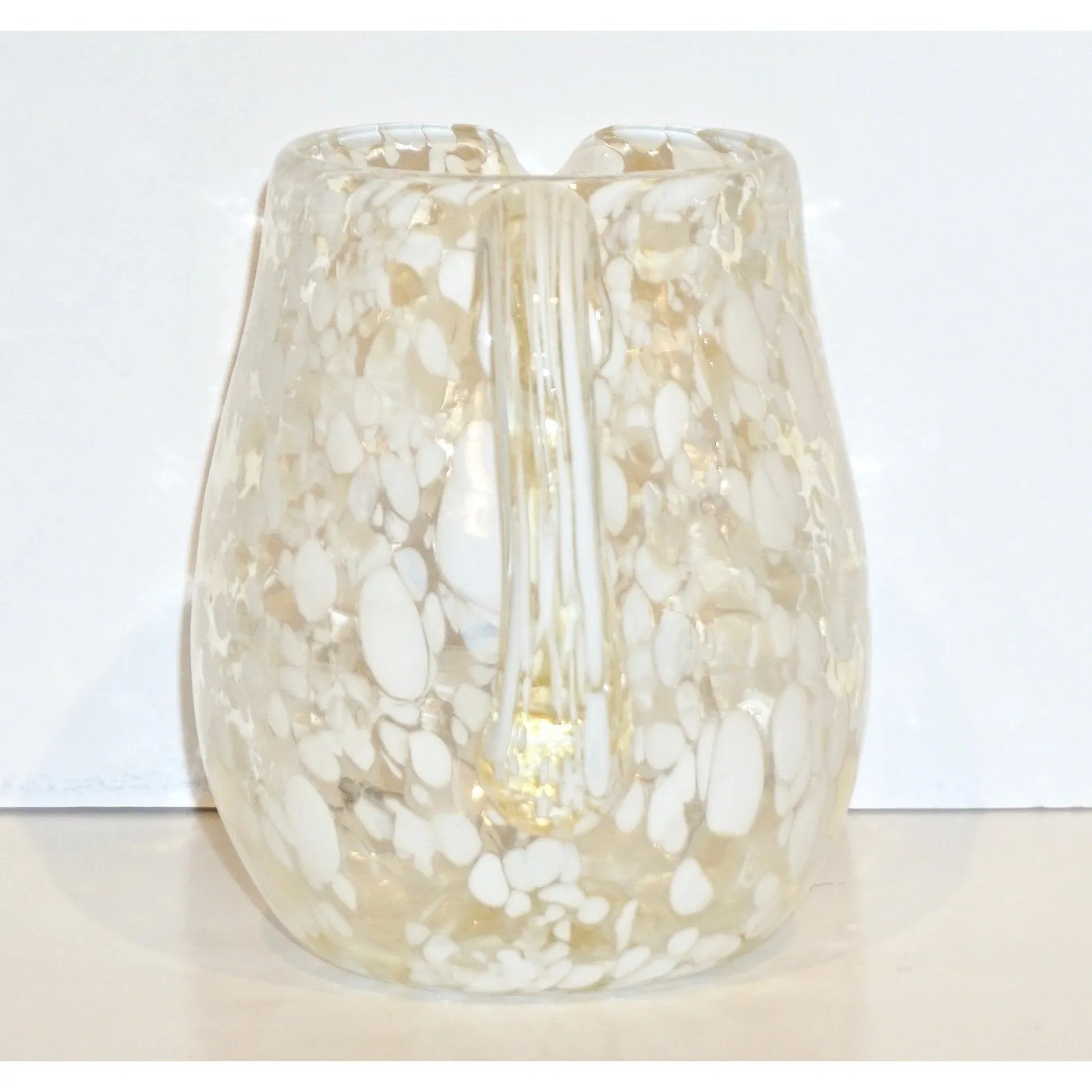 Italian Mottled Murano Glass Modern Pitcher Jug with White Murrine