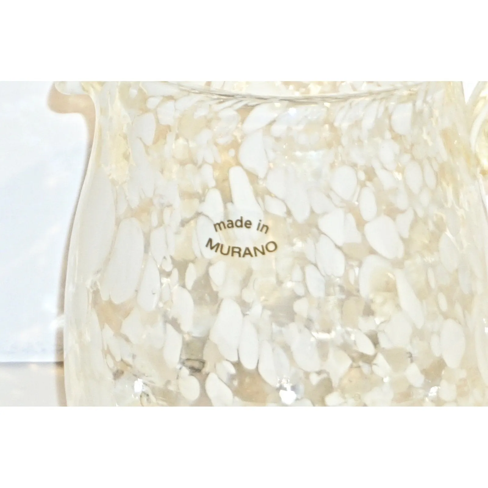 Italian Mottled Murano Glass Modern Pitcher Jug with White Murrine