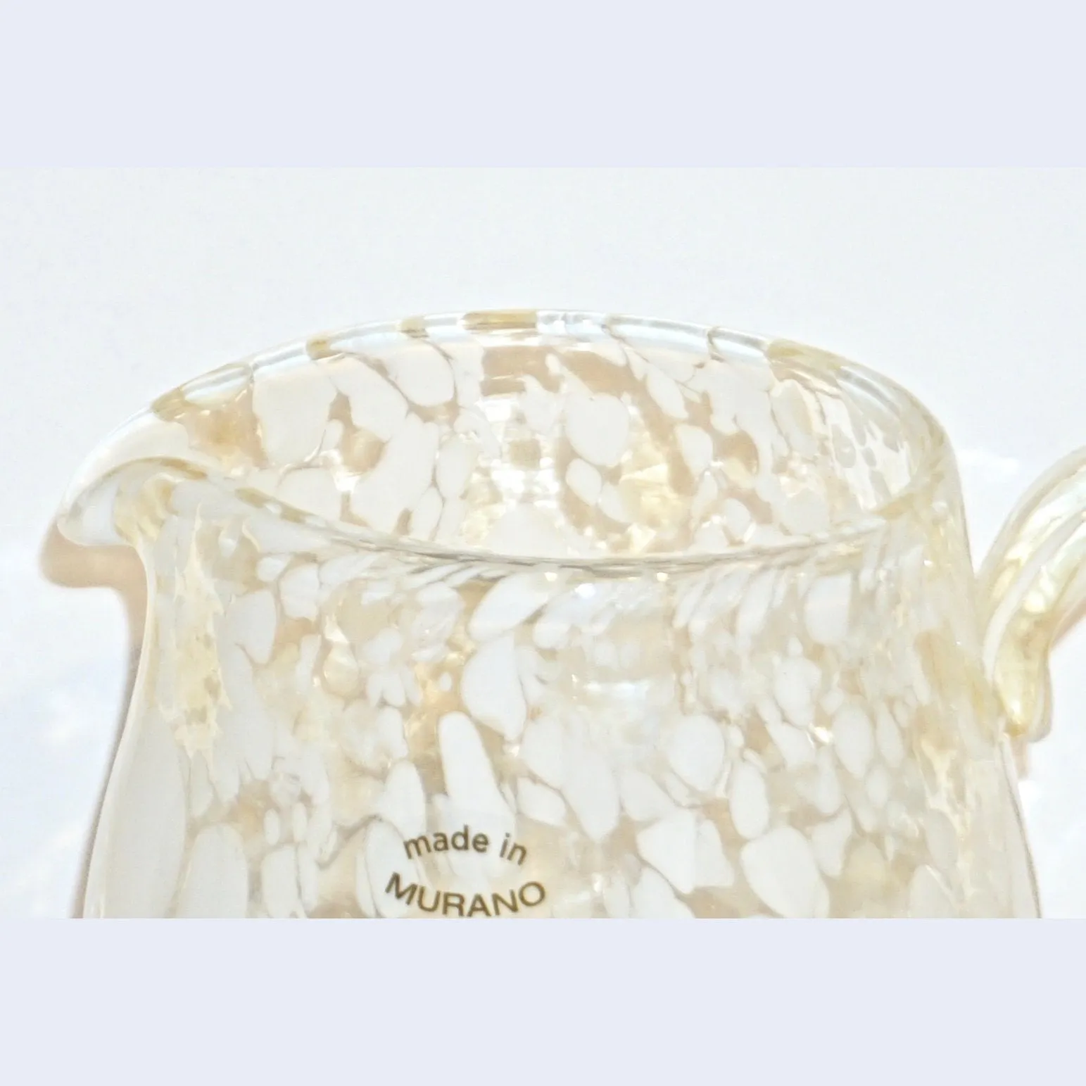 Italian Mottled Murano Glass Modern Pitcher Jug with White Murrine