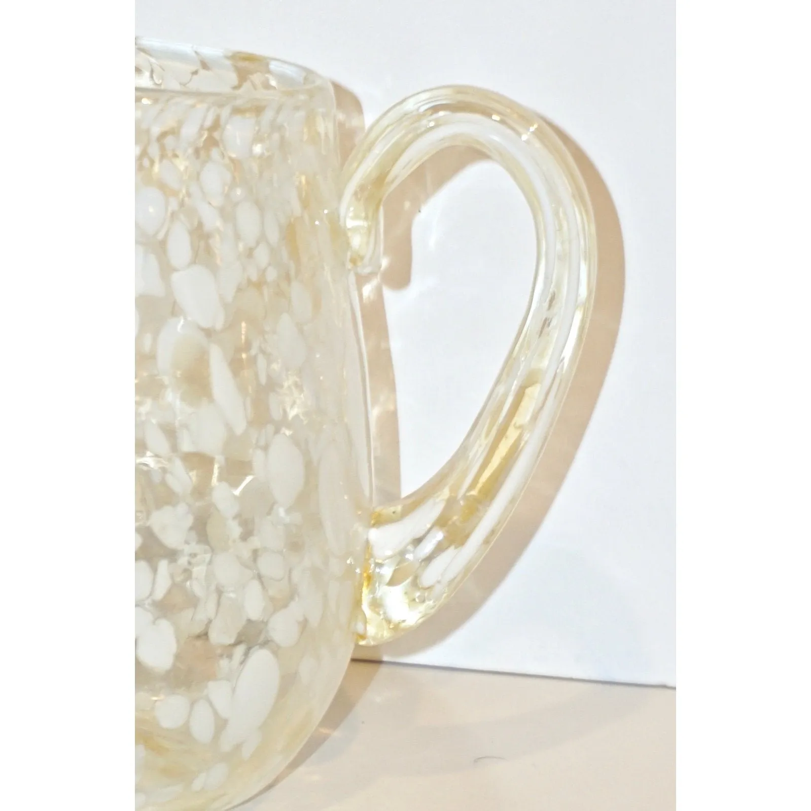 Italian Mottled Murano Glass Modern Pitcher Jug with White Murrine