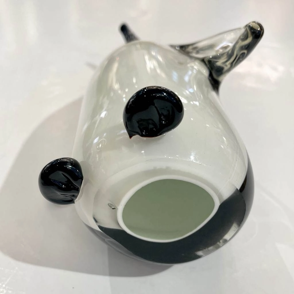 Italian Vintage Black White Blown Solid Murano Glass Penguin Sculpture