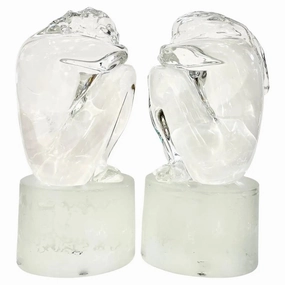 Italian Vintage Pair of Minimalist Crystal Murano Glass Sculptures Man and Woman 