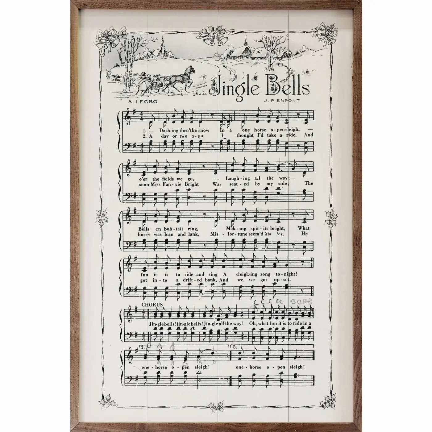 Jingle Bells Sheet Music Wood Framed Print 