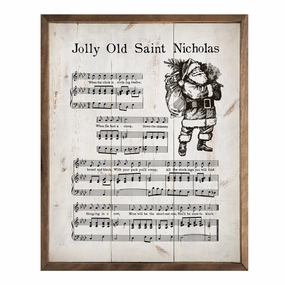 Jolly St. Nick Sheet Music Wood Framed Print 