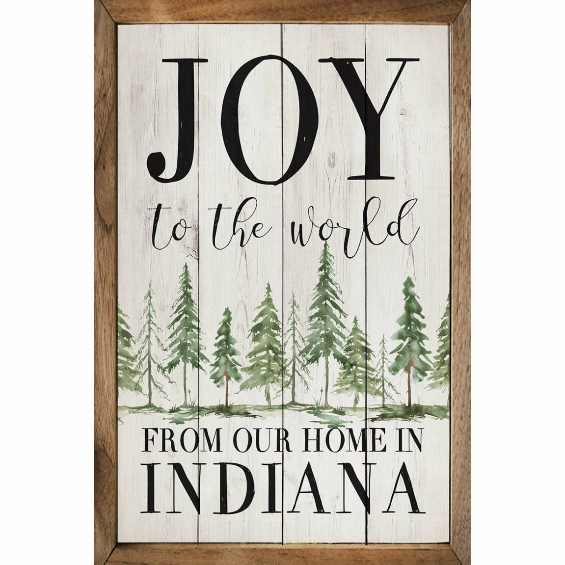Joy To The World Personalized State Wood Framed Print 
