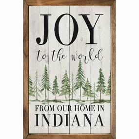 Joy To The World Personalized State Wood Framed Print 