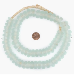Jumbo Aqua Rondelle Recycled Glass Beads 