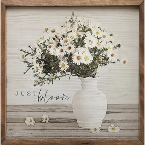 Just Bloom Flower Vase Wood Framed Print 