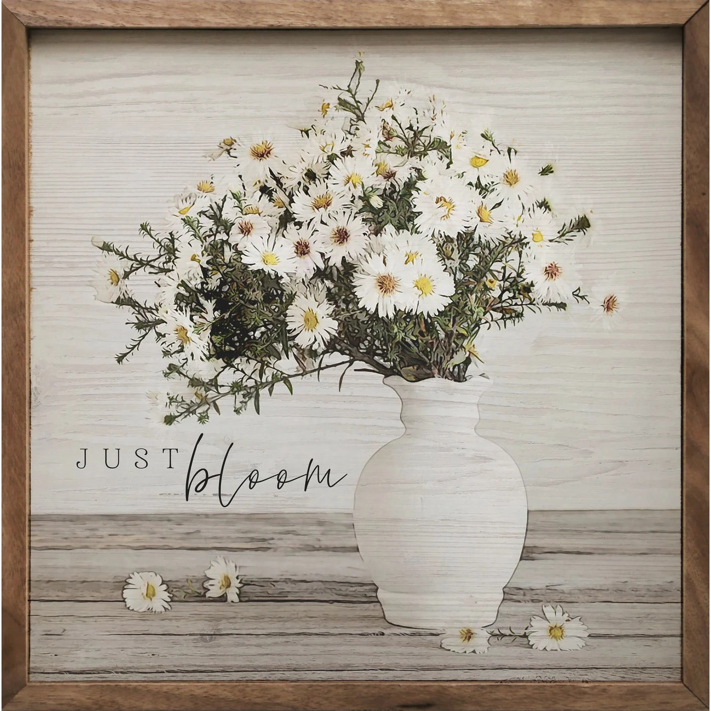 Just Bloom Flower Vase Wood Framed Print 