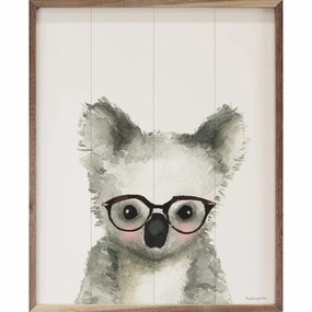 Koala In Glasses By Mercedes Lopez Charro Wood Framed Print 