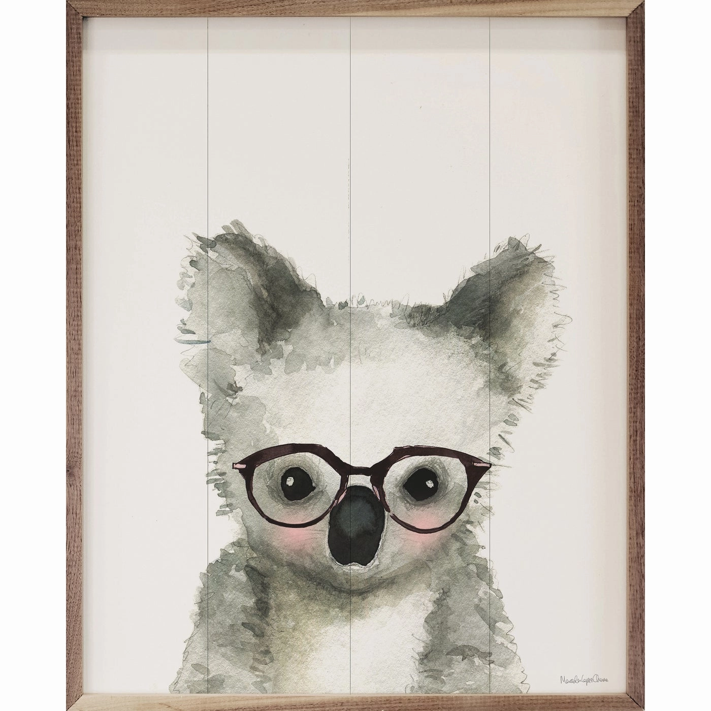 Koala In Glasses By Mercedes Lopez Charro Wood Framed Print 