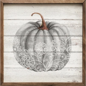 Lace Gray Pumpkin Wood Framed Print 