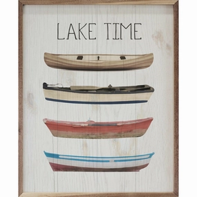 Lake Time Boats Wood Framed Print 
