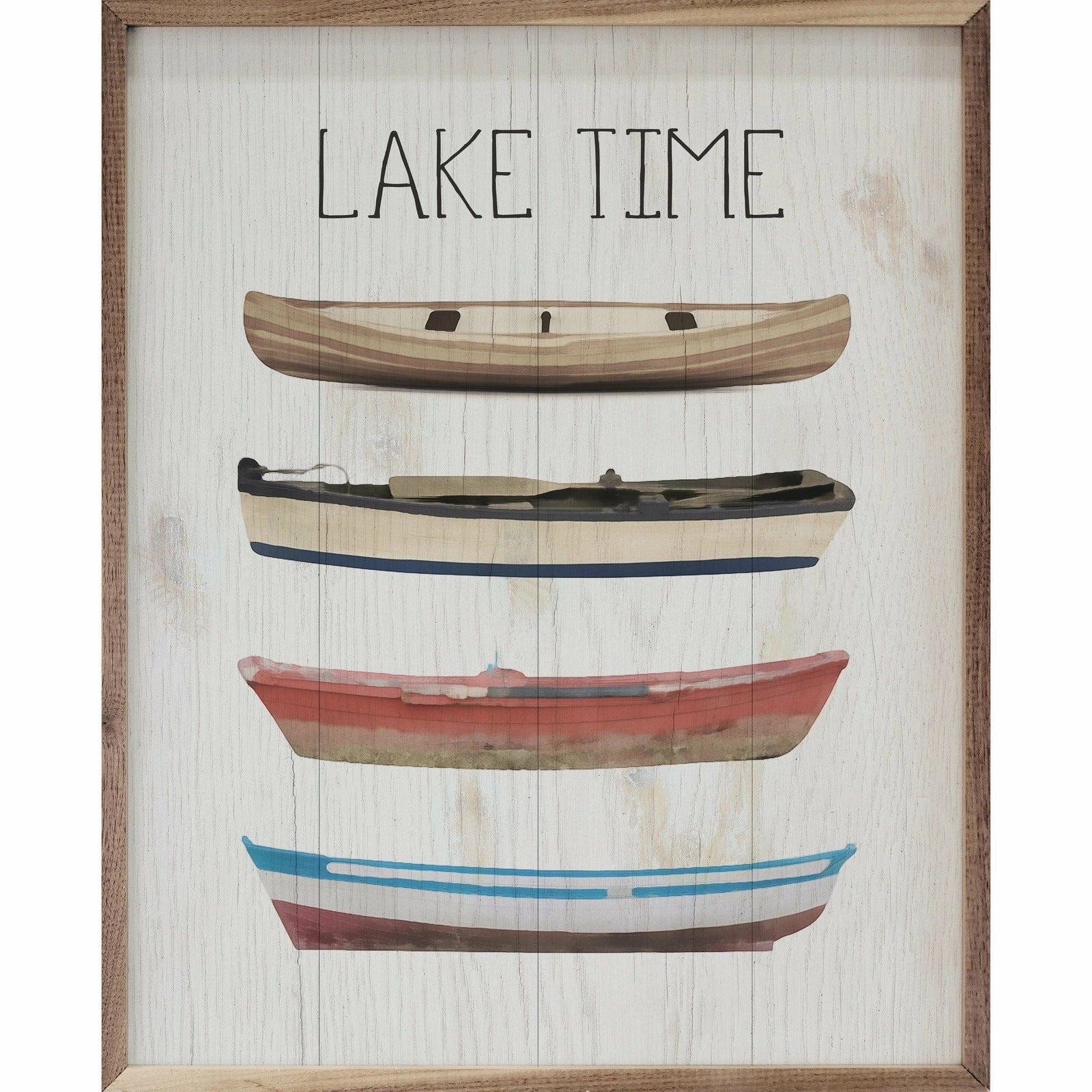 Lake Time Boats Wood Framed Print 