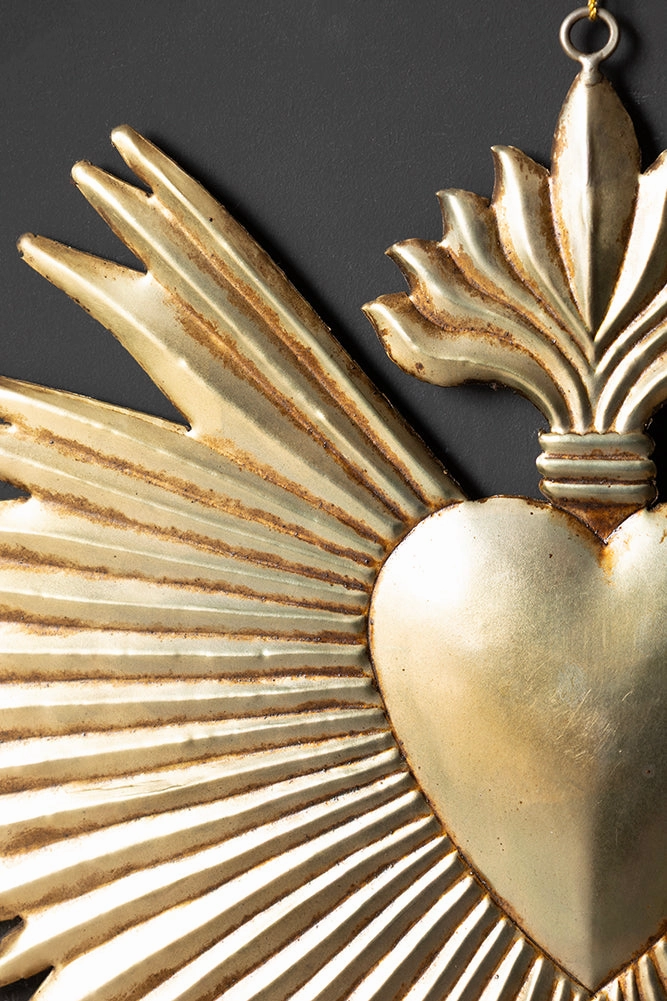 Large Milagro Antiqued-Style Heart Decoration