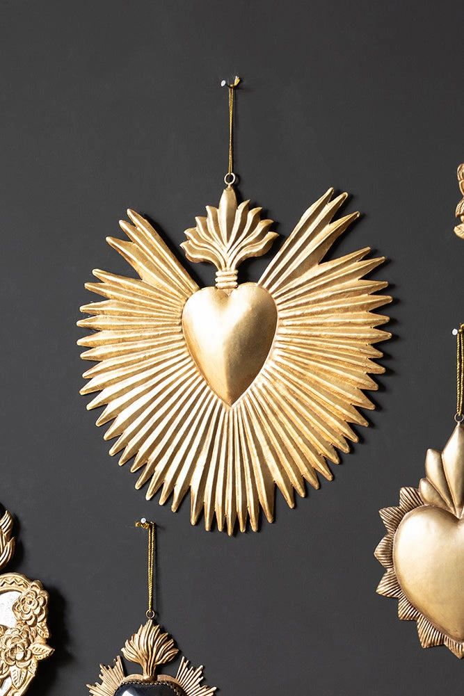 Large Milagro Antiqued-Style Heart Decoration