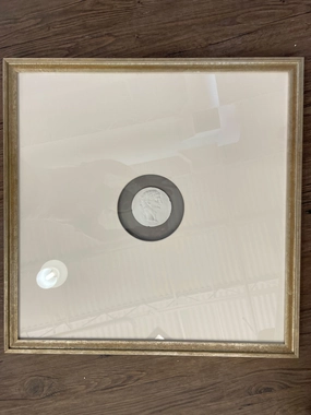 Large Single Intaglio with Gray Linen and White Mat 
