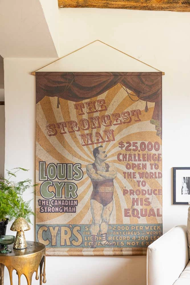 Large Vintage-Style World's Strongest Man Wall Art 