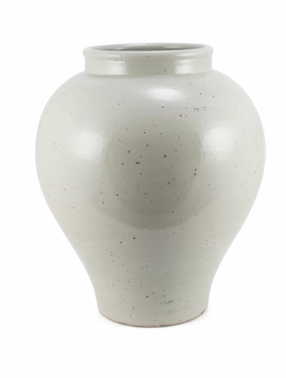 Large Vintage White Open Top Jar 