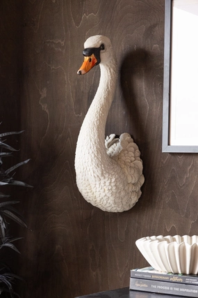 Large White Faux Swan Head Wall Art 