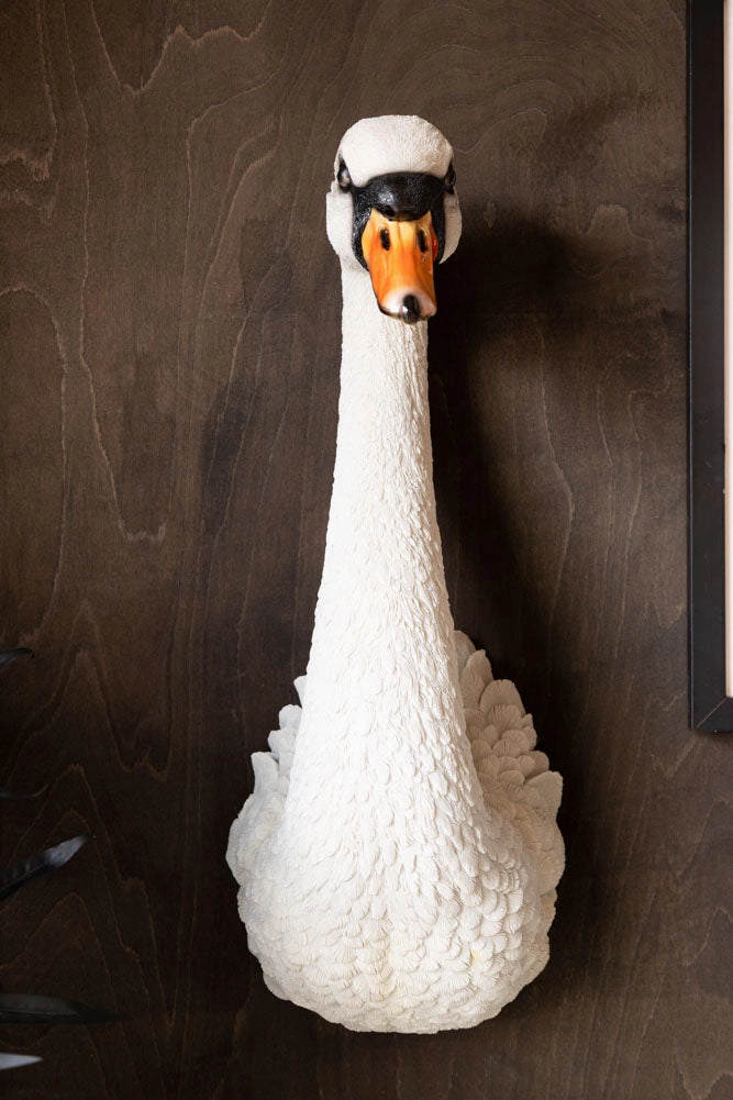 Large White Faux Swan Head Wall Art